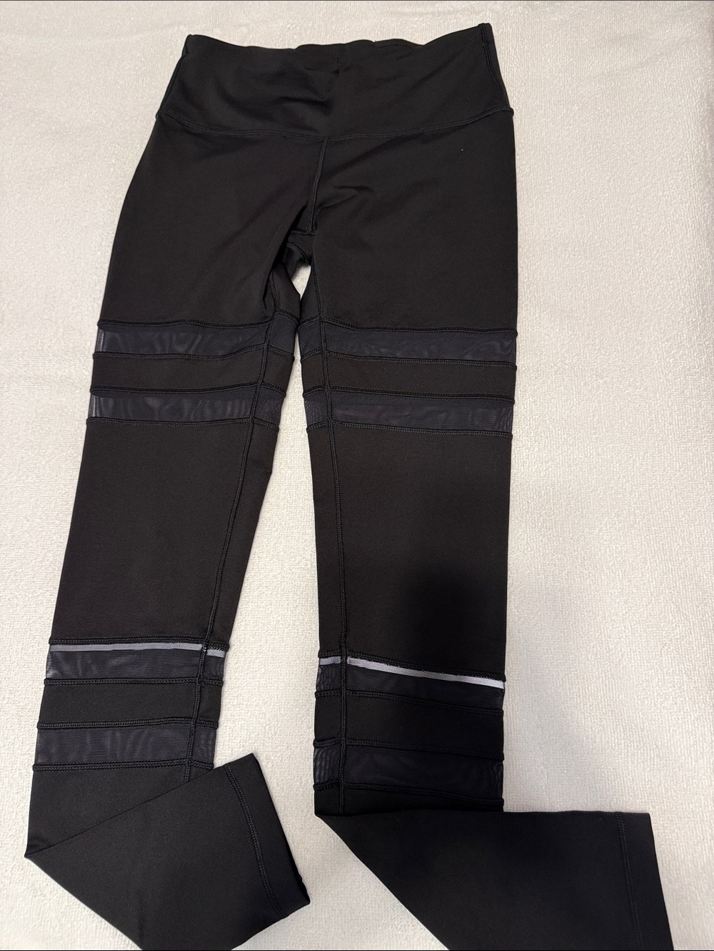 Ivivva Black Leggings with Mesh Stripe Panels